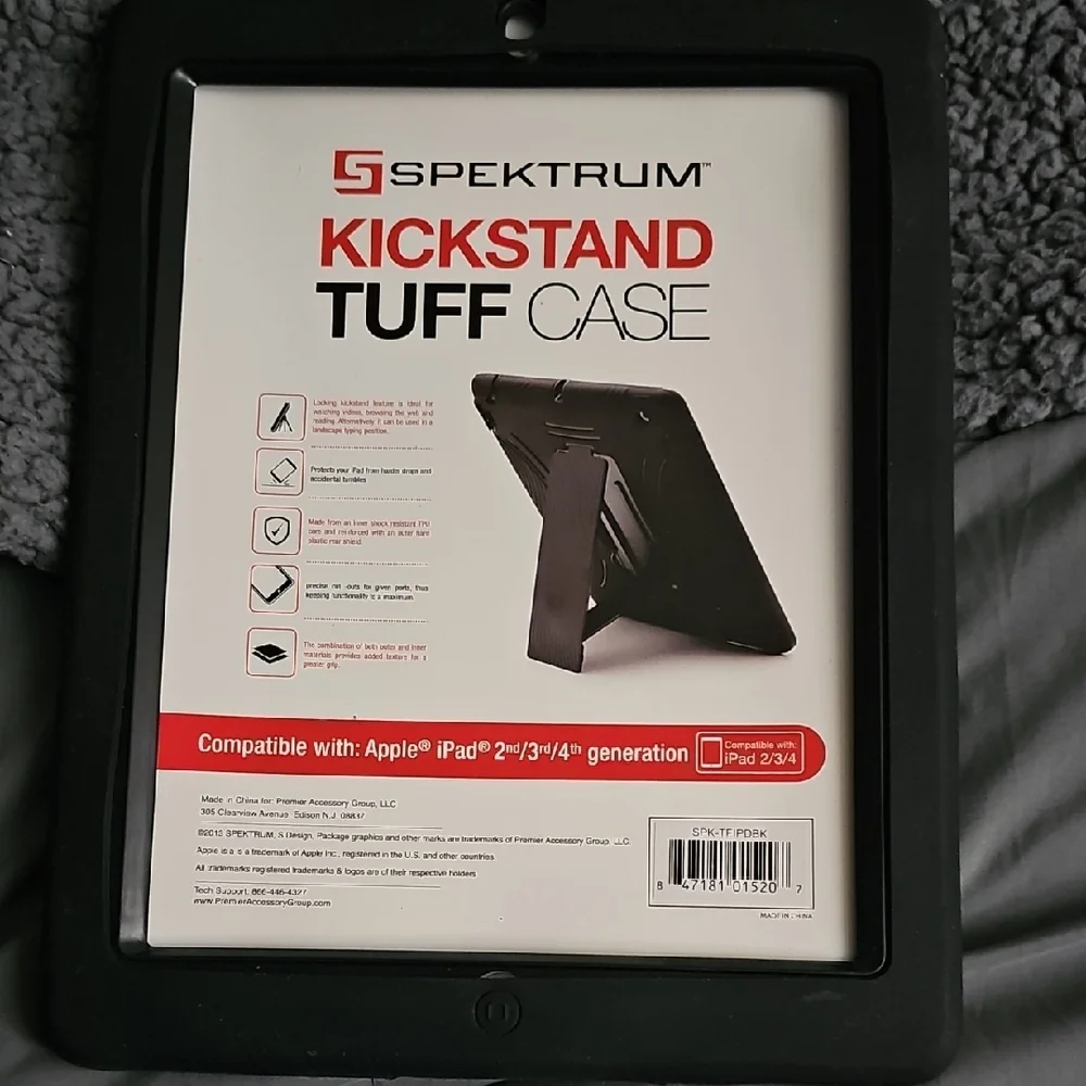 Black Kickstand Tuff Case for iPad